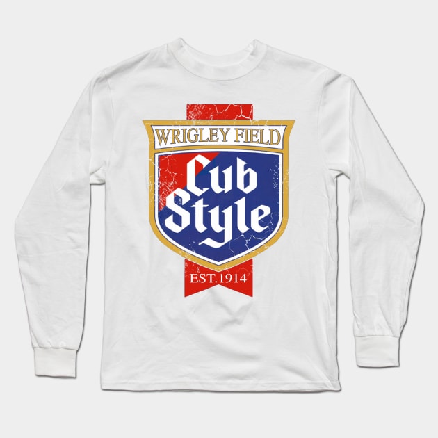 Cub Style Vintage Chicago Long Sleeve T-Shirt by E
